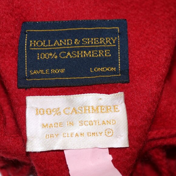 $985 XL LONG HOLLAND & SHERRY 100% CASHMERE RED SCARF WRAP SHAWL Scotland 29x 75 - Picture 3 of 12